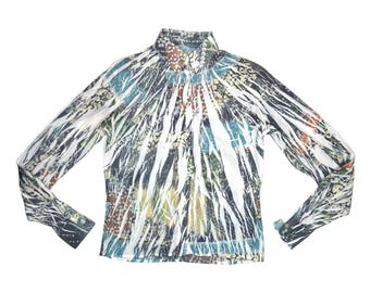 Vintage 2000s Floral Abstract Long Sleeve Collared Button Up Shirt | Size M