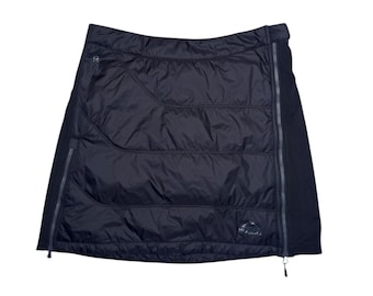 Vintage 2000s Gorpcore Black Puffer Mini Skirt with Double Side Zip Detail | Size XXS-XS