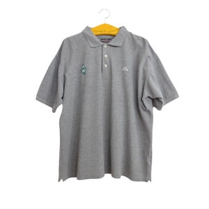 Vintage 90s Kappa Streetwear Utility Sportswear Cinza Sólido Básico Colarinho 1/4 Botão Camisa Polo de Algodão | Tamanho Masculino XL