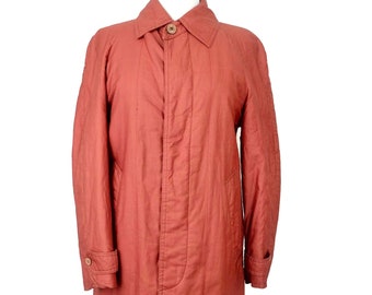Vintage 40s Utilitarian Army Style Padded Button Down Trench Coat Jacket | Women’s Size L
