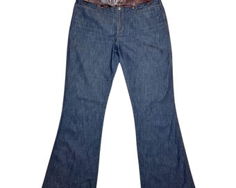 Vintage 2000s OHDD by Save the Queen Low Rise Denim Bootcut Jeans with Brown Buckle Belt | Size S-M