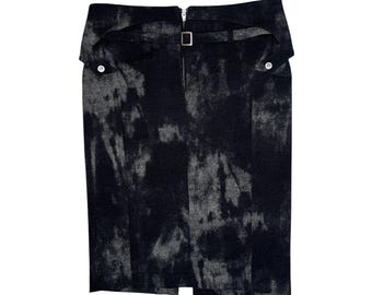 Vintage 2000s VERSACE JEANS COUTURE Subversive Grey Mohair Blend Acid Wash Midi Skirt | Size M-L