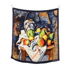 Vintage 90s Paul Cezanne Fruit Watercolor Graphic Art Print Large Square Bandana Neck Tie Scarf