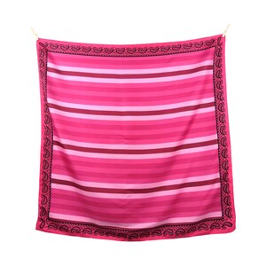Vintage 00s Y2K Chic Preppy Bright Magenta Pink Striped Paisley Patterned Large Square Bandana Neck Tie Scarf