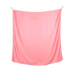 Vintage 80s Mod Pinup Style Minimal Solid Pastel Pink Extra Large Square Bandana Neck Tie Scarf