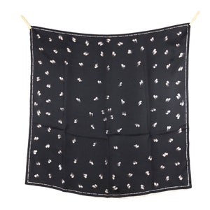 Vintage 70s Mod Hippie Dark Brown & Cream Abstract Patterned Square Bandana Neck Tie Scarf