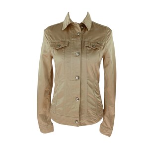 Vintage 2000s Y2K Escada Sport Silky Gold Beige Button Down Collared Lightweight Jacket
