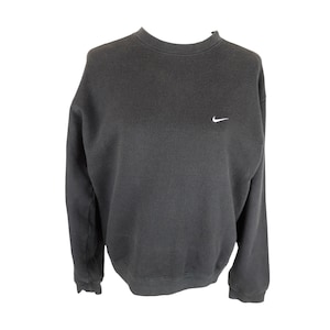 Vintage 2000s Y2K Nike Streetwear Athletic Solid Basic Black Crew Neck Pullover Sweatshirt | Men’s Size S
