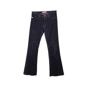 Vintage 2000s Y2K Miss Sixty Bohemian Grunge Dark Wash Purple Bootcut Flare Jeans | 29 Inch Waist