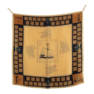 Vintage 90s Silk Celestial Astrology Libra Philosophy Abstract Square Bandana Neck Tie Scarf