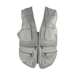 Vintage 2000s Y2K Utility Gorpcore Basic Grey Utility Fisherman&#39;s Vest with Pockets