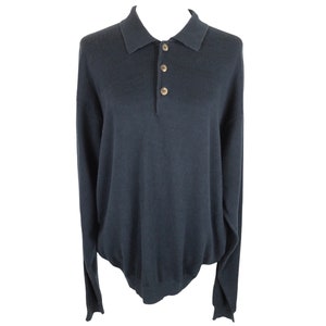 Vintage 80s Men’s Preppy Mod Solid Basic Collared 1/4 Button Down Polo Style Knit Pullover Sweater Jumper | Men’s Size L