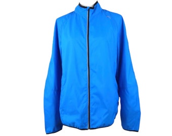 Vintage 2000s Y2K Athletic Streetwear Gorpcore Bright Blue Zip Up Windbreaker Shell Jacket
