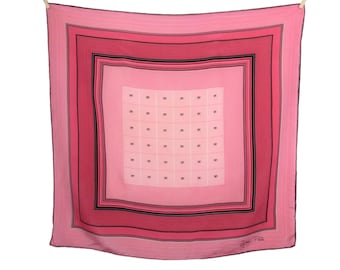 Vintage 70s Silk Pink Minimalist Geometric Pink & Black Square Bandana Neck Tie Scarf