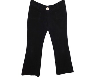 Y2K Black Corduroy Mid-Rise Trousers | 32.5 Inch Waist