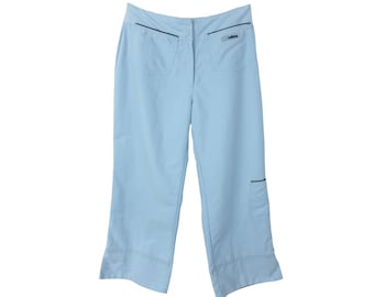 Vintage Adidas Baby Blue Capri Cargo Pants | 90s Y2K Streetwear (28 Inch Waist)