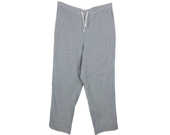 Pantalón estilo náutico vintage de los años 90, de rayas azules y blancas, corte holgado, cintura elástica y cordón ajustable, 89 cm