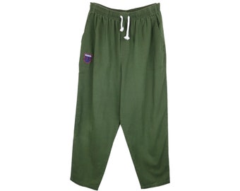 Pantalones estilo vintage de los 2000, estilo Y2K, color verde utilitario, corte relajado, con cordón ajustable / cintura de 76 cm