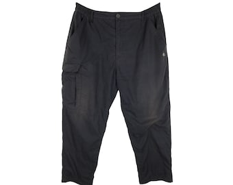 Vintage 2000s Y2K Men's Utilitarian Streetwear Black Cargo Jogger Pants | 34 Inch Waist