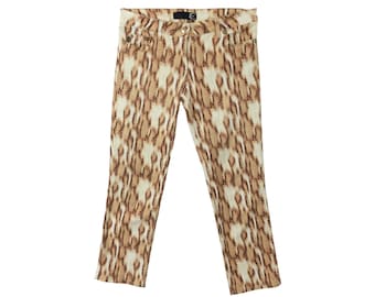 Jeans Just Cavalli Y2K con estampado de leopardo y serpiente / Cintura de 34"