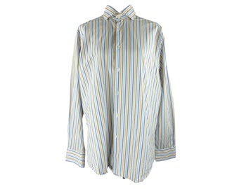 Vintage Y2K Striped Cotton Button-Up Shirt: Hacket London, Men's XXL