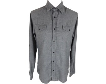 Vintage 2000s Men’s Peak Performance Streetwear Minimalist Preppy Casual Grey Slim Fit Collared Long Sleeve Button Up Shirt | Men’s Size S