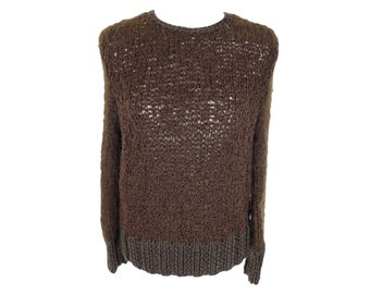 Vintage 80s Chunky Knit Pullover Sweater | Bohemian Brown, Size M