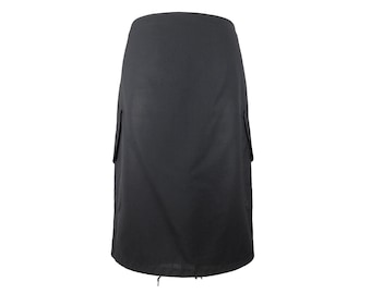 Vintage Jean Paul Gaultier Wool Cargo Skirt, Avant Garde Goth (UK 16)
