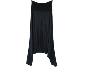 Vintage Cop Copine Black Harem Pants | Y2K Cyber Wide Leg Fold Over Waist