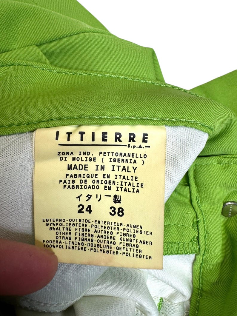 Vintage 2000s Versace Jeans Couture Lime Green Straight Leg Trousers | 26 Inch Waist