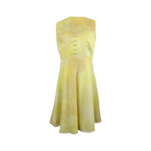 Vintage 60s Mod Psychedelic Betty Barclay Yellow Abstract Patterned Sleeveless Tank Fit & Flare Mini Dress | Size S