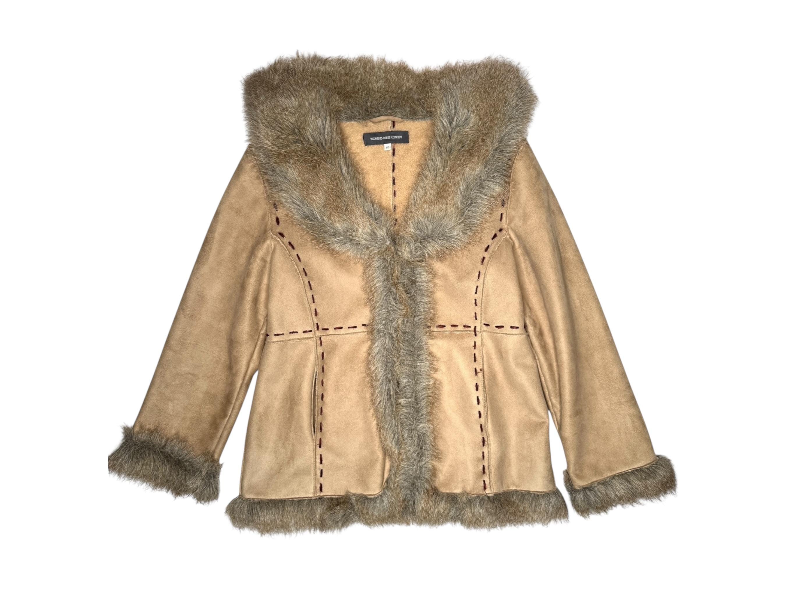 ジャケット・アウター 00s grunge velor fur fireman coat y2k Y2K Faux Fur Trim Velour Coat | Bohemian Winter Jacket, Size L - Etsy