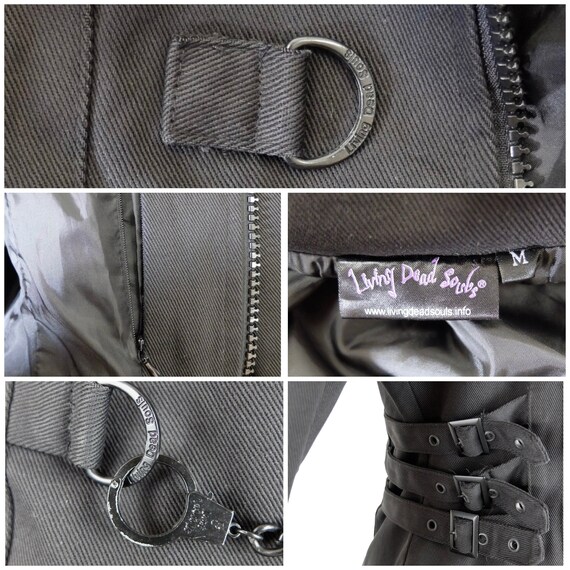 Vintage 2000s Y2K Goth Punk Grunge Utility Black Jacket With