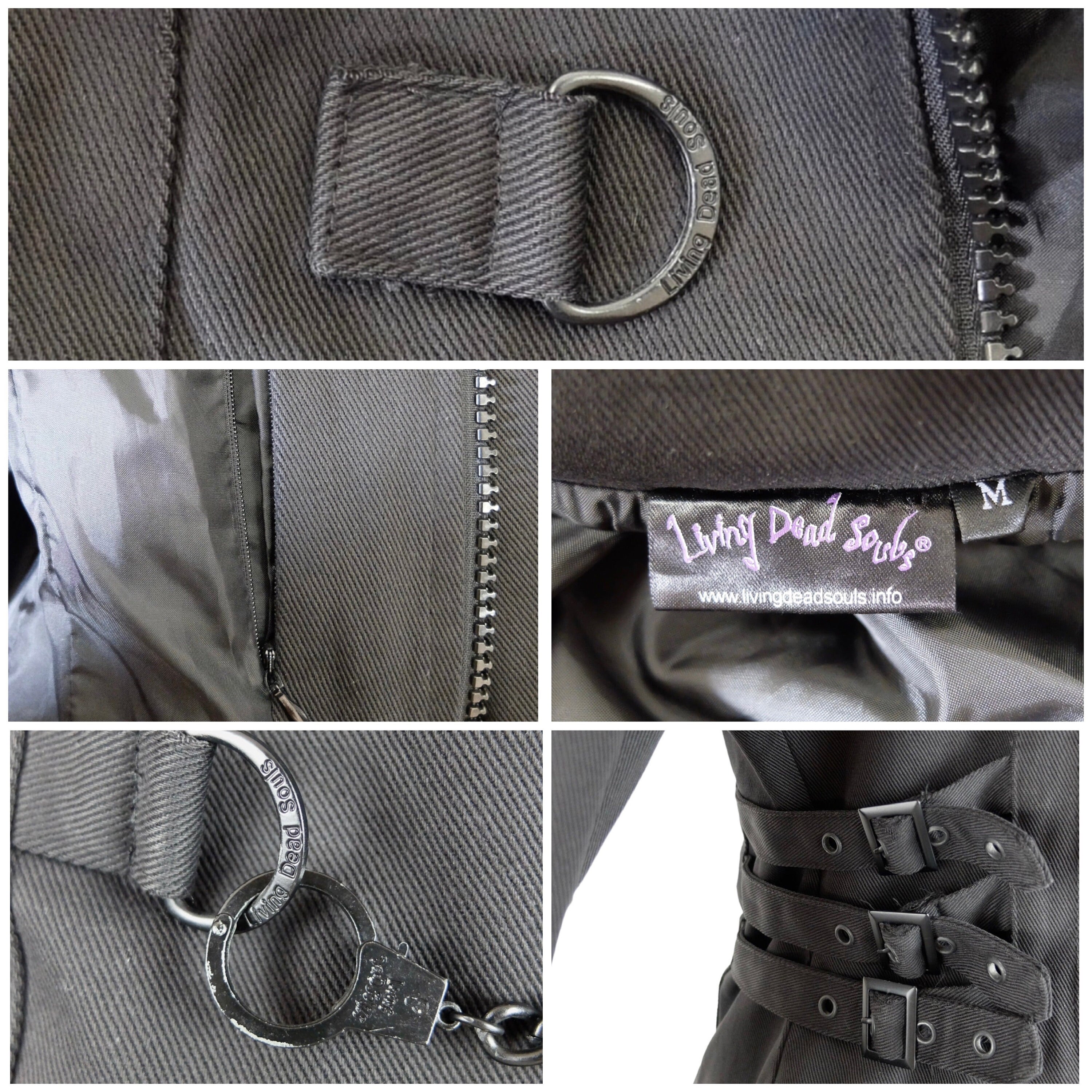Vintage 2000s Y2K Goth Punk Grunge Utility Black Jacket With