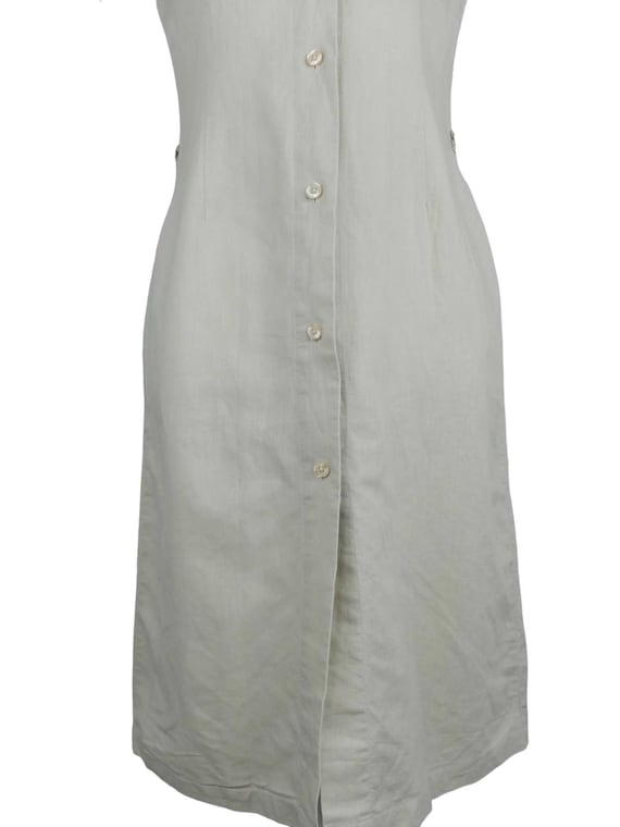 Vintage 90s Basic Solid Cream Tan Linen Blend Col… - image 7