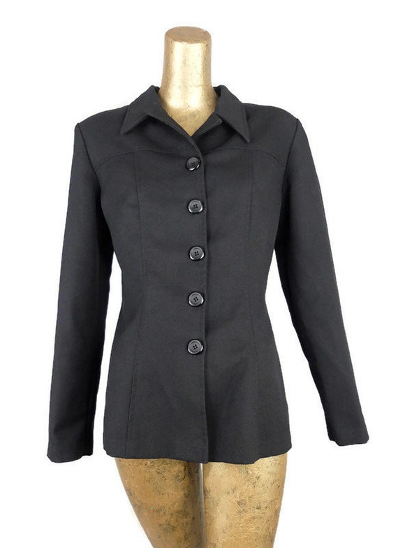 Vintage 1970's Mod Black Dagger Collar Blazer Jack