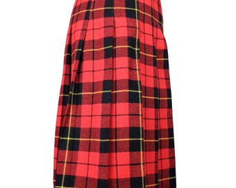 Vintage 70s Mod Schoolgirl Academia Punk Preppy Red Black Tartan Plaid Check Print Pleated A line Midi Skirt 26 Inch Waist Etsy