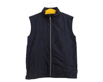 Vintage 2000s Y2K Streetwear Sportswear Utility Nylon Zip Up Roll Neck Gilet Vest with Zip Hood | Women’s Size M