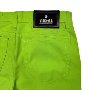 Vintage 2000s Versace Jeans Couture Lime Green Straight Leg Trousers | 26 Inch Waist
