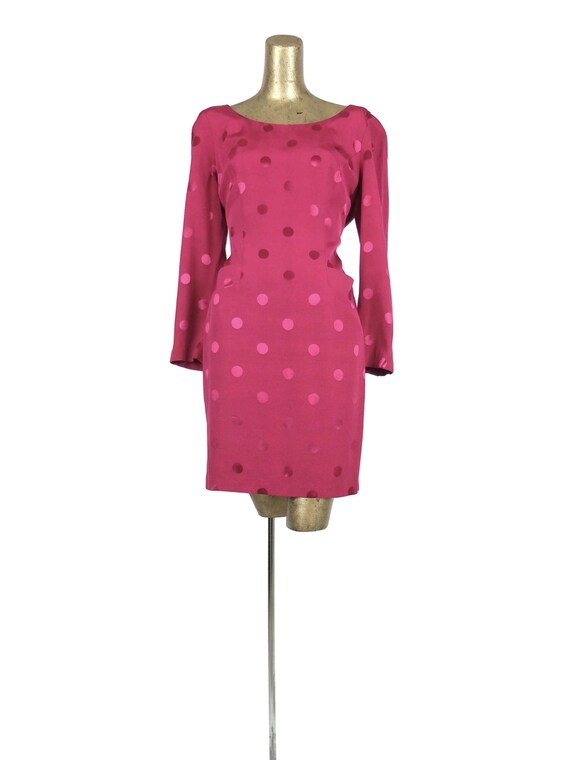 70s Glam Rock Hot Pink Polka Dot Long Sleeve Going