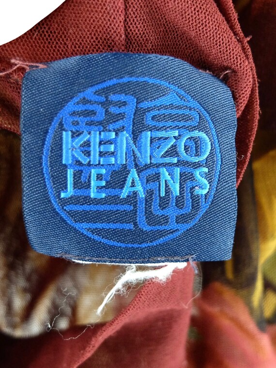Vintage Kenzo Jeans Mesh Top | Abstract Print Long Sleeve Blouse