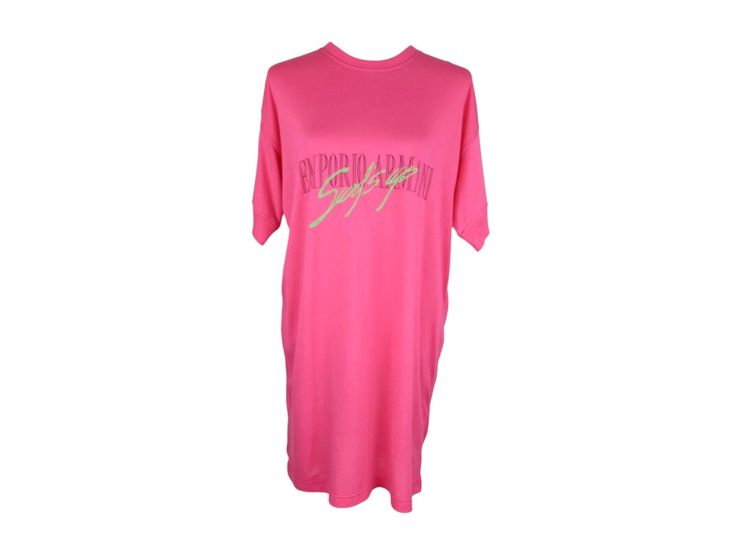 【美品】 ARMANI JEANS ロゴTシャツ I 42 ピンク ARMANI JEANS - アルマーニジーンズ イタリア製 ロゴプリント 半袖 T