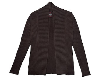 Pull cardigan côtelé marron JEAN PAUL GAULTIER vintage des années 2000 | Taille S-M