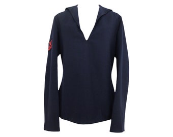 Vintage 50s French Navy Shirt | HCC Brest Anchor Patch, Men's S