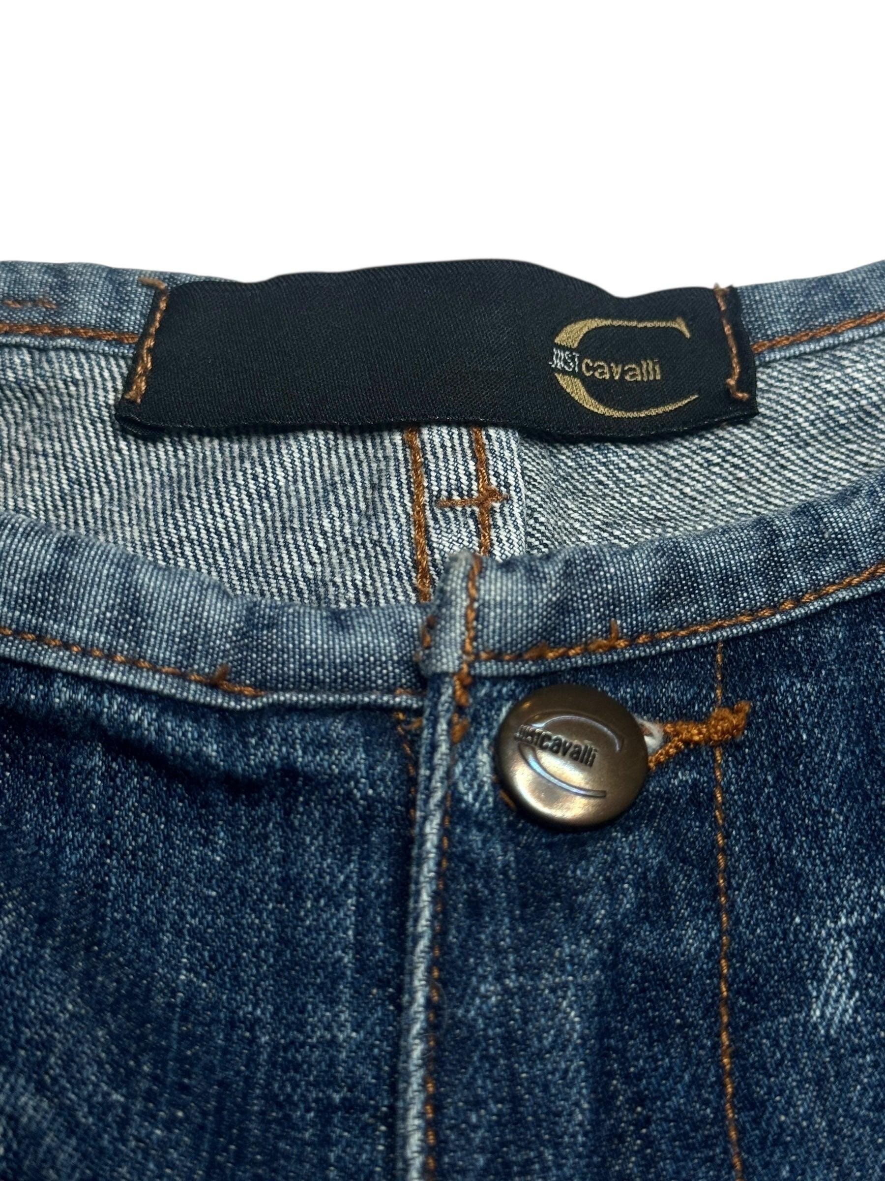 Vintage Just Cavalli Embroidered Bootcut Jeans | Y2K Acid Wash