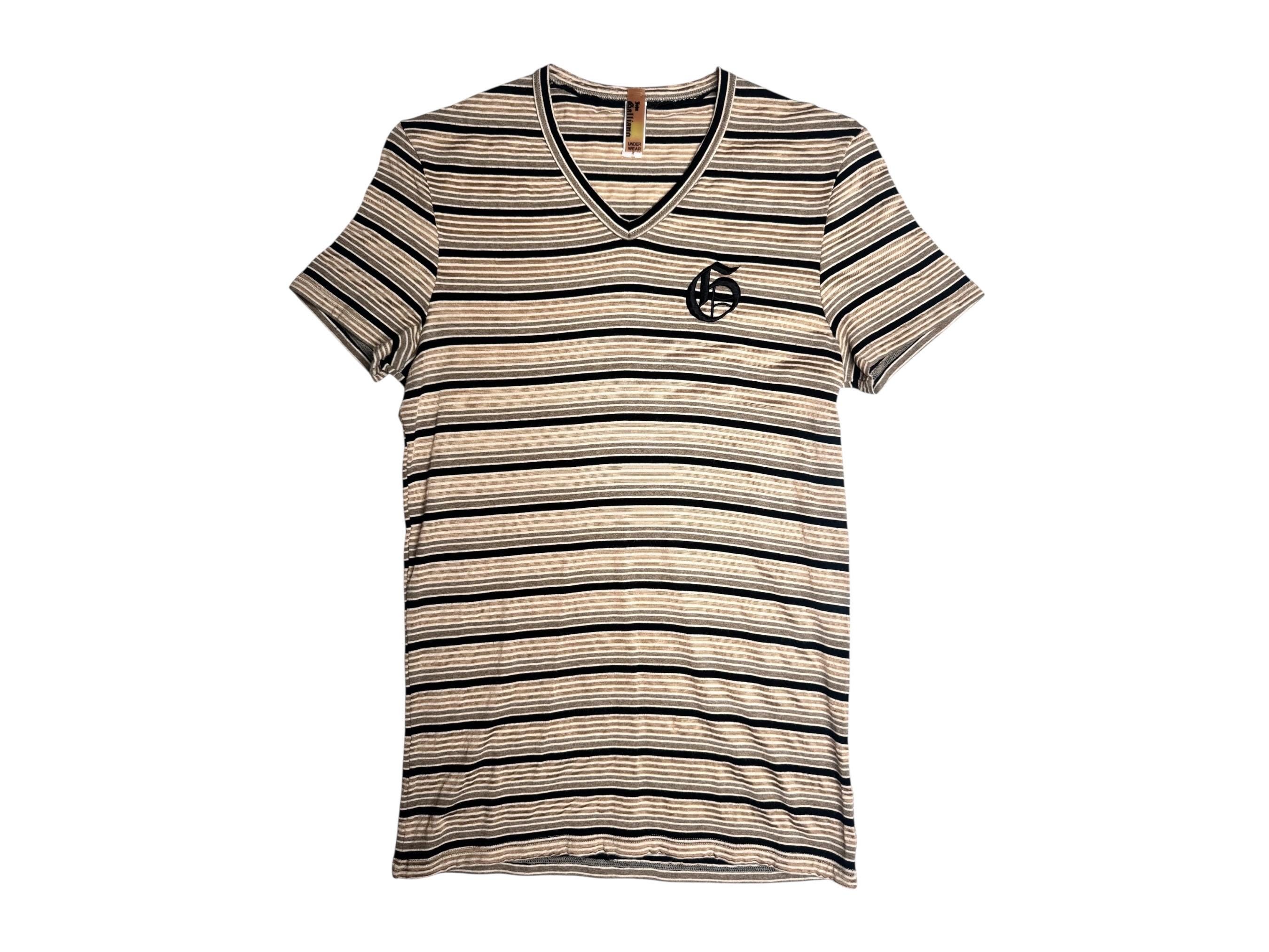 Vintage 2000s Y2K John Galliano Designer Striped V-neck Short