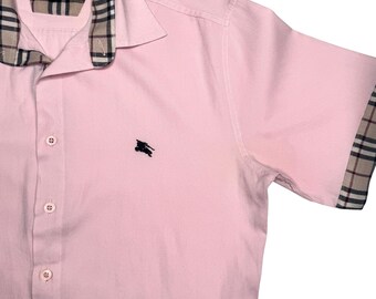 Burberry Pink Plaid Collared Short Sleeve Shirt | Y2K Preppy
