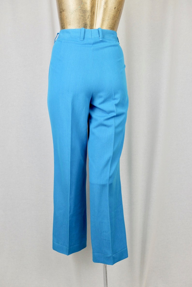 Vintage 1980/'s does 60/'s Mod Bright Blue High Waisted Straight Leg Pleated Trouser Pants