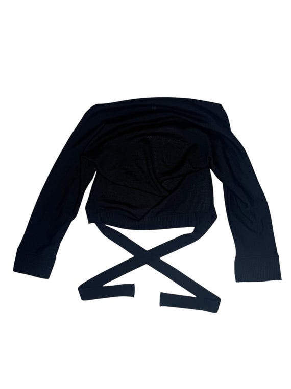 Dolce & Gabbana Black Wool Cropped Cardigan | Y2K Wrap Tie Bolero