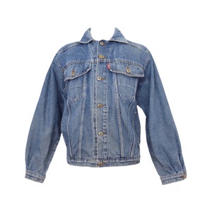 Vintage 80s Bohemian Utility Medium Wash Blue Denim Button Down Collared Jean Jacket | Men’s Size M | Women’s Size L